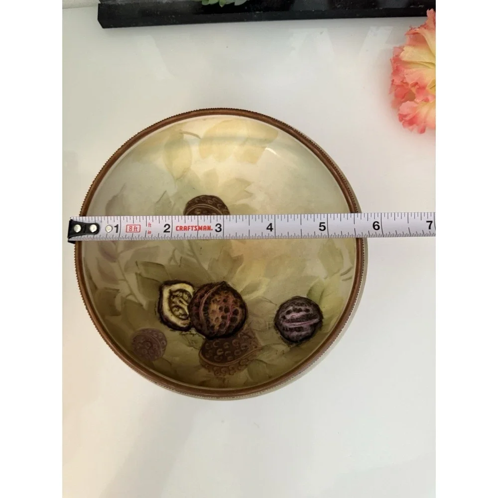 Vintage Nippon Morimura 3 Footed Bowl Browns Hand Painted 3D Walnut Japan‎ 5.5